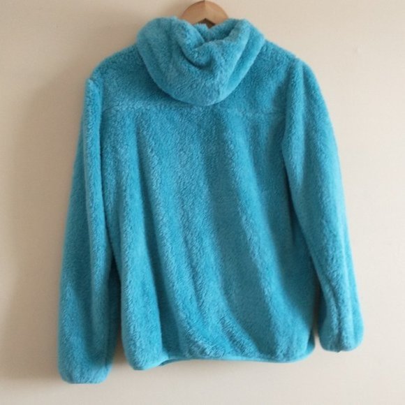 Eddie Baur 2021 Quest Plush Teddy Zip Up Hooded Jacket Teal Size Medium - Picture 2 of 7